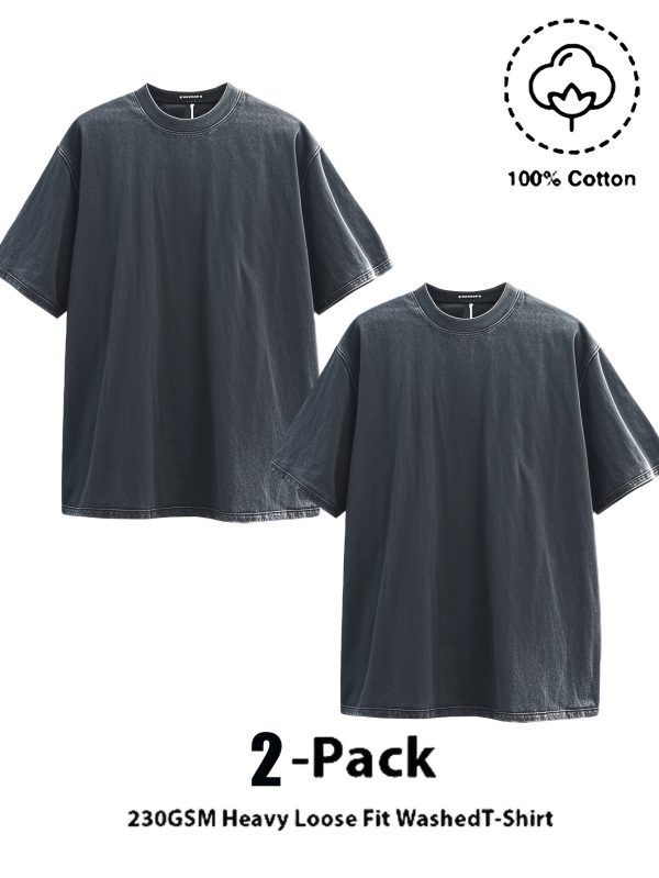 set of two crewneck t shirts, it's a simple and great value option. high quality cotton is breathable and light beige friendly, one deep and one shallow. the daily commute is casual, and it is easy to wear a men's style