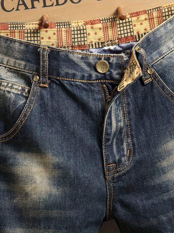 men's springu002fsummer american retro loose ripped versatile fashion straight leg small leg jeans