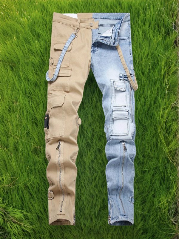 men's slim fit cotton denim jeans with adjustable straps, elastic waistband, and zipper detail stylish, versatile, comfortable, and durable for all seasons, casual wear jeans|slim fit jeans|stylish denim jeans