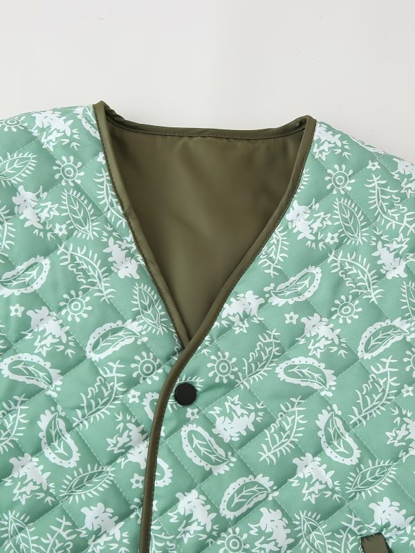 women's short jacket, fashionable versatile jacket, leaf printed jacket, autumn and winter women's clothing