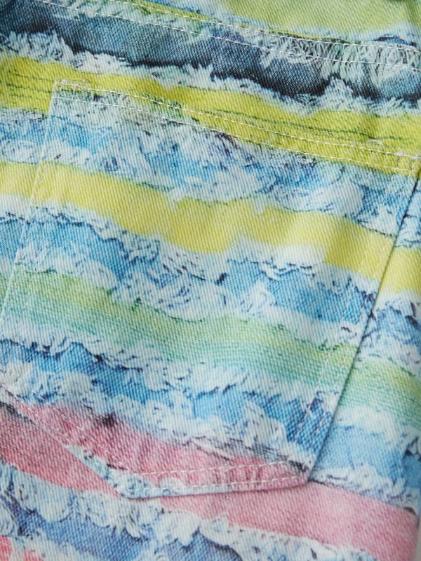 men's colorful striped wide leg denim pants rainbow print mid rise casual jeans with pockets, loose fit button closure, all season comfort for casual attire, comfortable clothing | vibrant striped jeans | nonstretch fabric