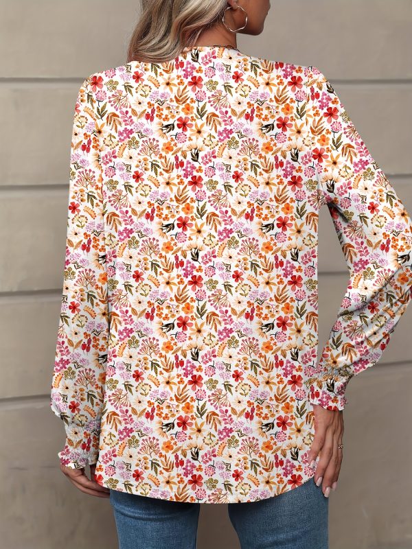 womens v neck long sleeve blouses tops 2024 fall fashion ruffle cuffs dressy casual t shirts