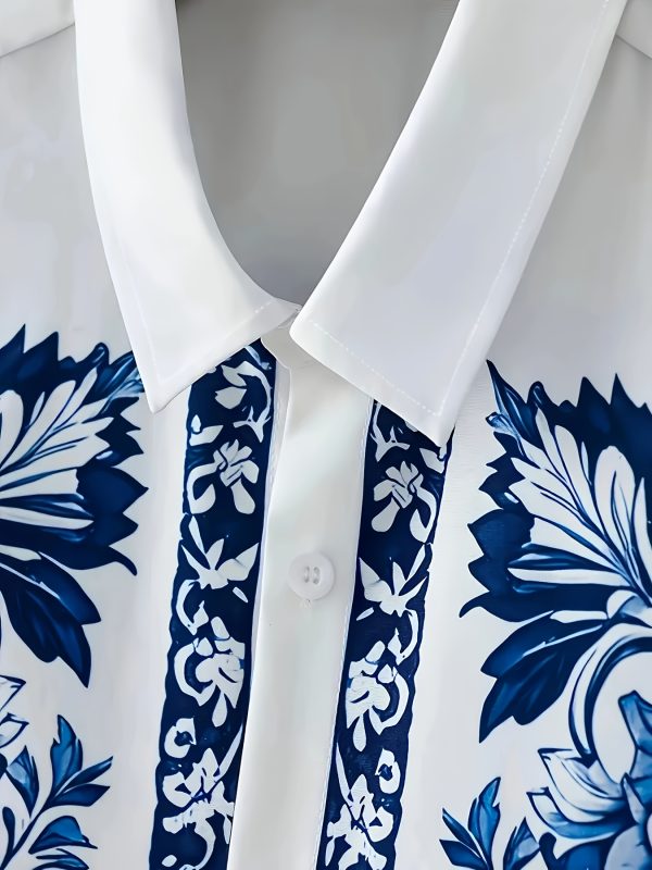men's two piece floral printed casual shirt + drawstring sports shorts hawaiian beach style two piece set