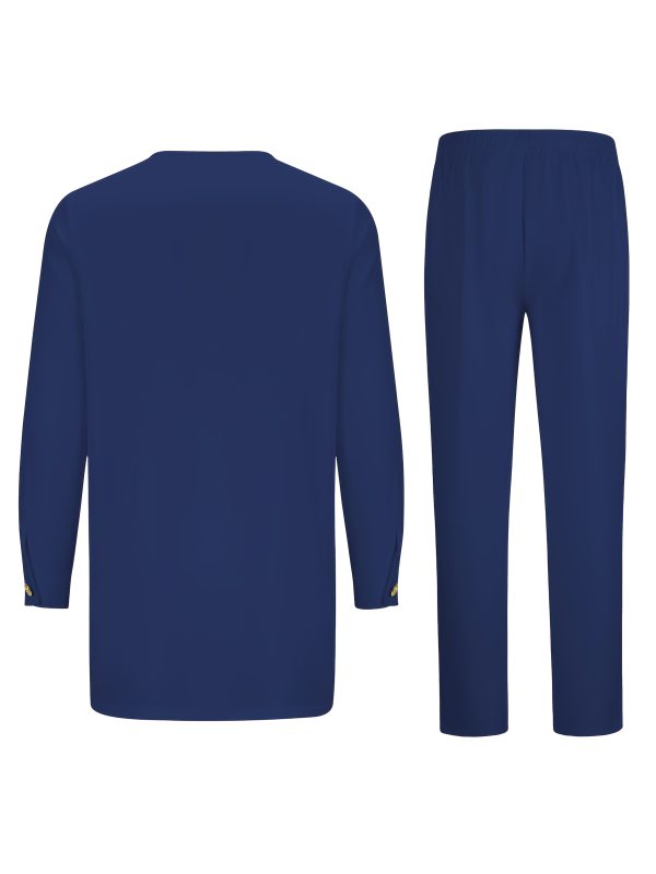 men's casual long sleeved two piece suit mid length top and trousers