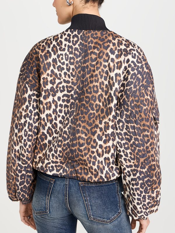 new autumn fashion versatile leopard print stand collar jacket coat