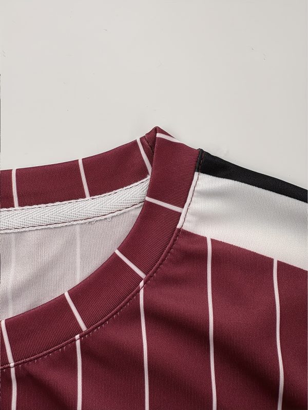 men's summer striped round neck pullover with drawstring casual fashion 1pc set
