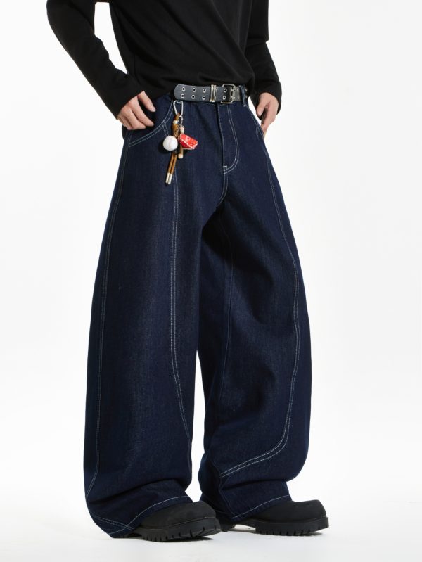 men's american high street casual loose jeans, fashionable and simple line casual jeans, all seasons (without beltu002fwithout hanging decoration)