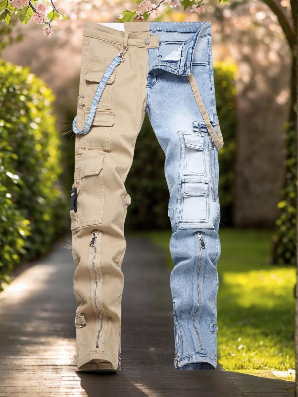 men's slim fit cotton denim jeans with adjustable straps, elastic waistband, and zipper detail stylish, versatile, comfortable, and durable for all seasons, casual wear jeans|slim fit jeans|stylish denim jeans