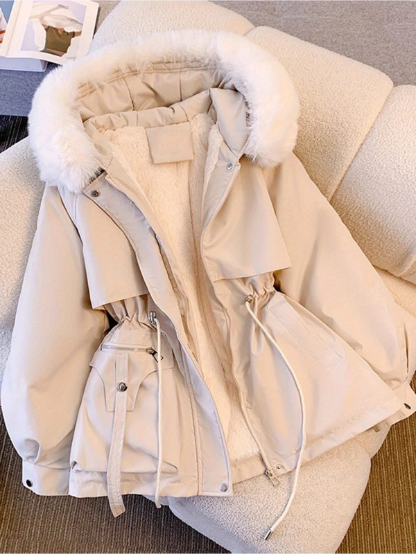 women's winter coat elegant tanu002f, full zip front closure, long sleeves, lightweight cold weather jacket for everyday & formal occasions
