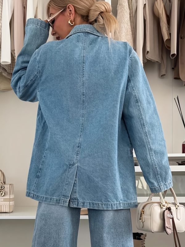 2025 spring collection, boho chic women's denim jacket lightweight frayed edge long sleeve coat with artistic rips, perfect for layering