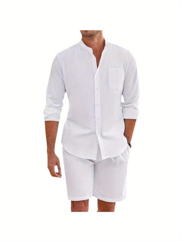 men's summer beach casual two piece suit holiday cardigan fashion suit