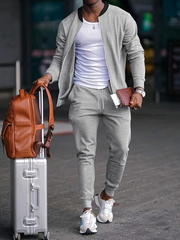 men's casual autumn and winter set fashion version solid color, with pocket zipper and gentleman style, the best men's clothing style