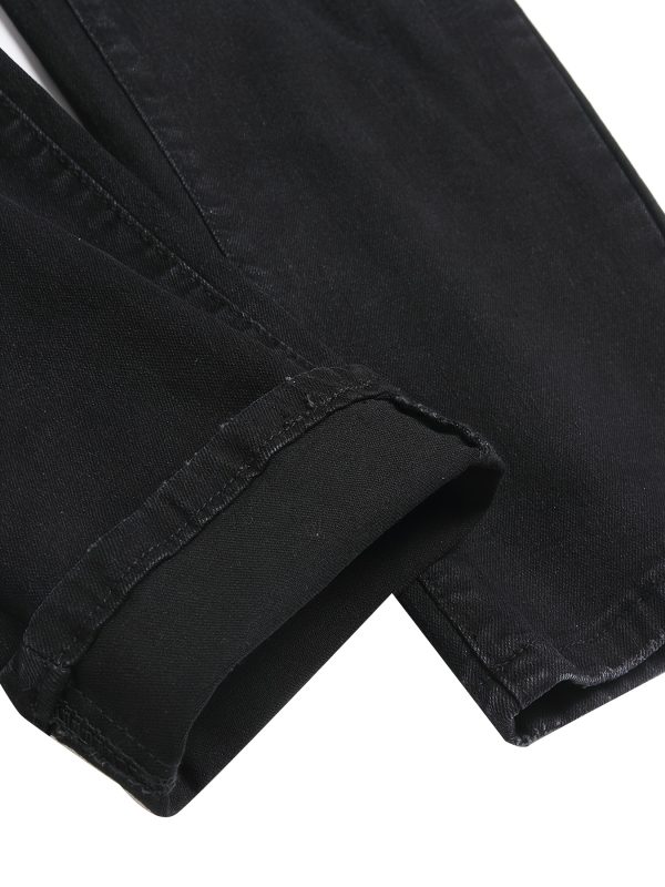 men's washed black fashion trend slim joker stretch jeans men wear autumn new men's jeans.