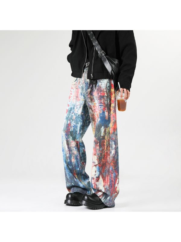 spring summer new unique loose ac trend burnt pants men salt wash street fashion