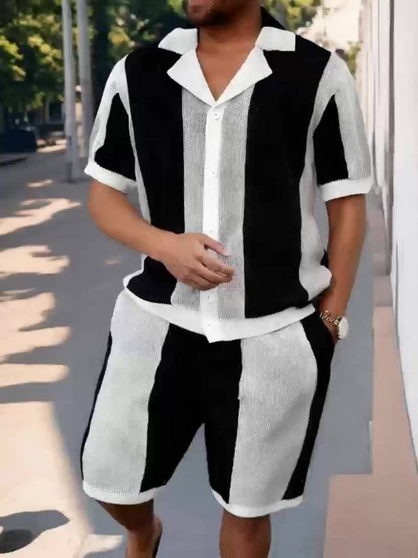 men's short sleeved knitted suit