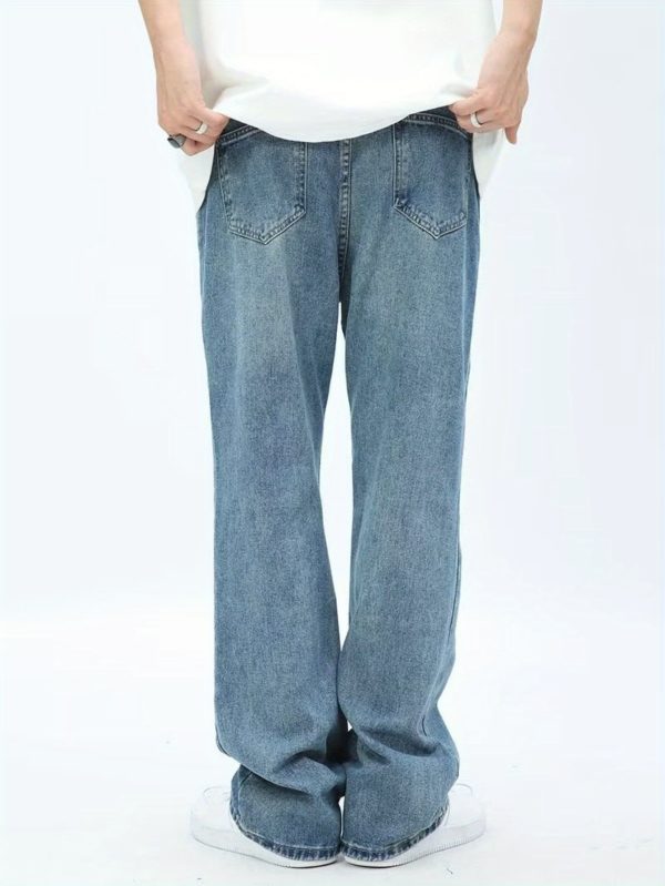 fashionable high street style ripped and patched jeans hip hop street embroidery straight casual pants