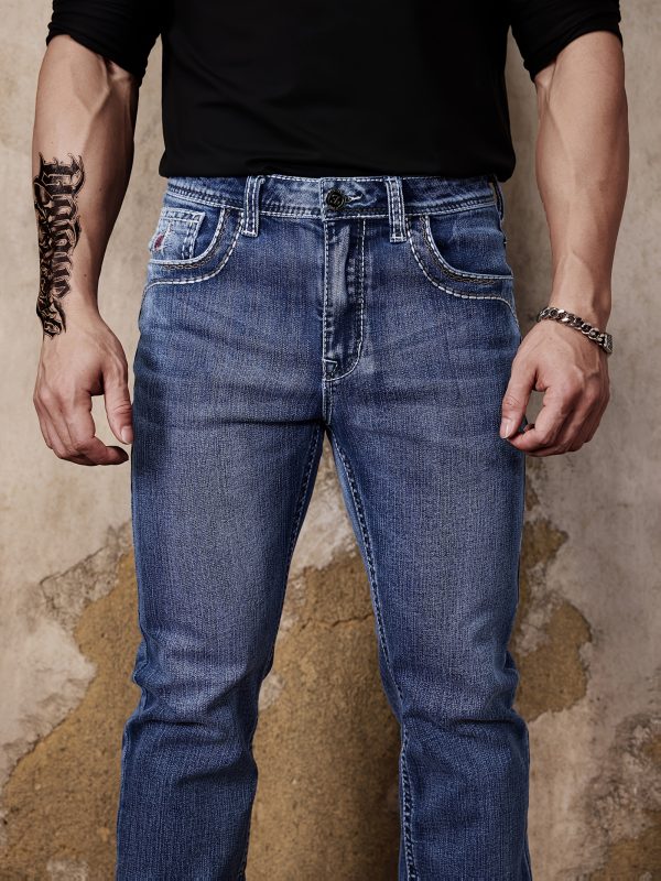 men's thick line original stretch four season denim trousers