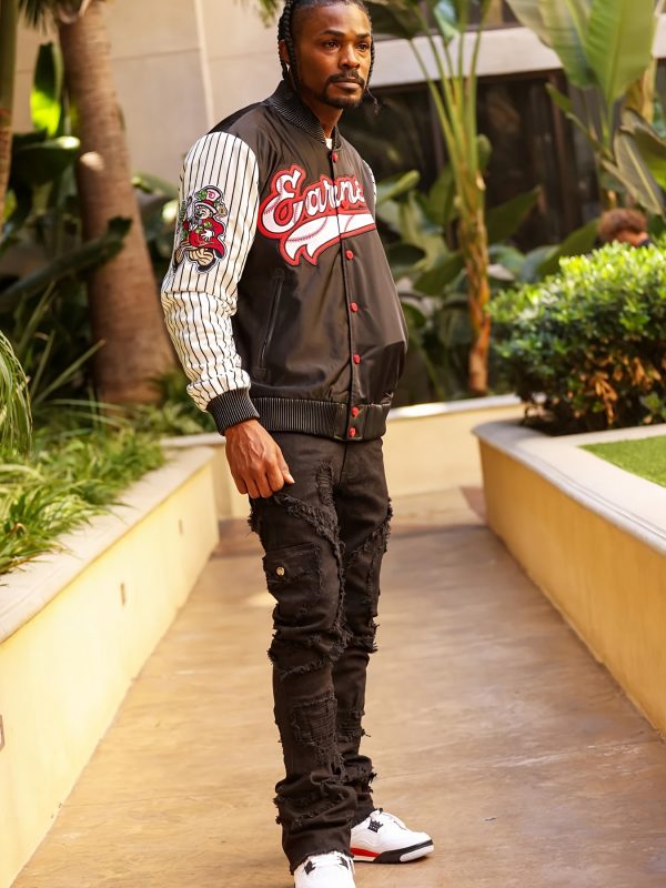 mens black stacked jeans slim fit ripped jeans destroyed straight denim pants harajuku hip hop trouser streetwear 4pcs
