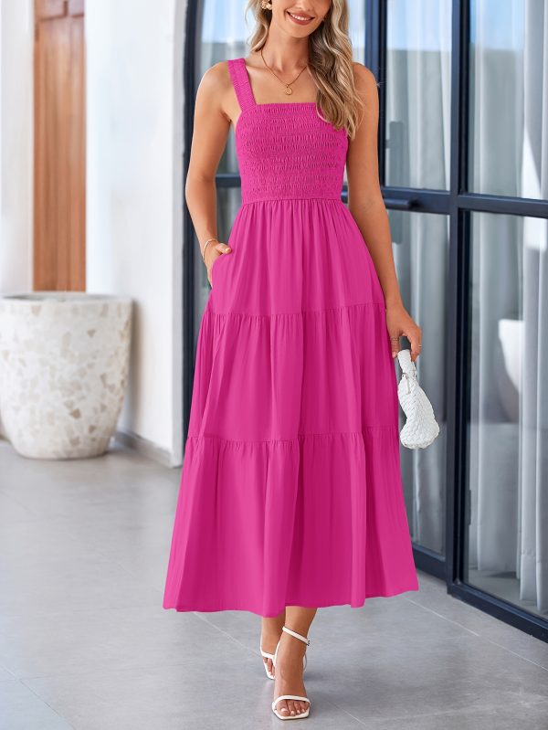 women's strapless cute sleeveless dress with lace edge a line long tassel dress beach sun dress