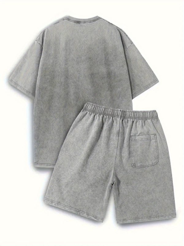 washed vintage batik cotton, paired with 230gt shirt and 290g shorts, recent bestseller, washed set with flowers and crows printed on it, outdoor adventure travel on the street