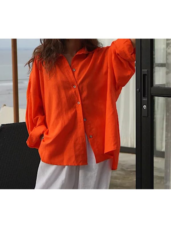 women's solid navy blue lapel collar shirt loose fit long sleeve single breasted button front, classic pointed collar & structured chest pocket, casual to semi formal versatile blouse for spring summer fall, comfortable everyday & special occasion wear