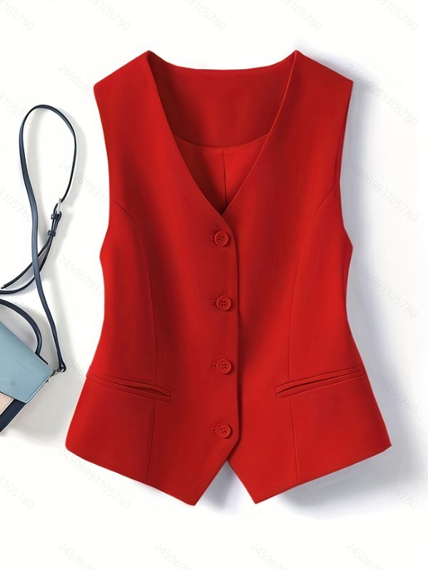 spring and autumn new slim outerwear layered women's shoulder blue short vest