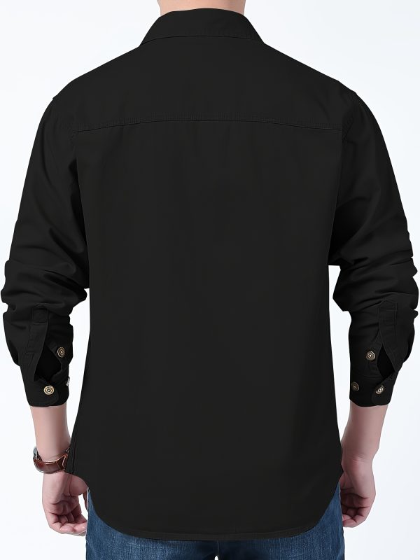 men's vintage cotton work shirt jacket lightweight casual button up with chest pockets, regular fit for springu002ffall outdoor & casual attire, nonstretch fabric