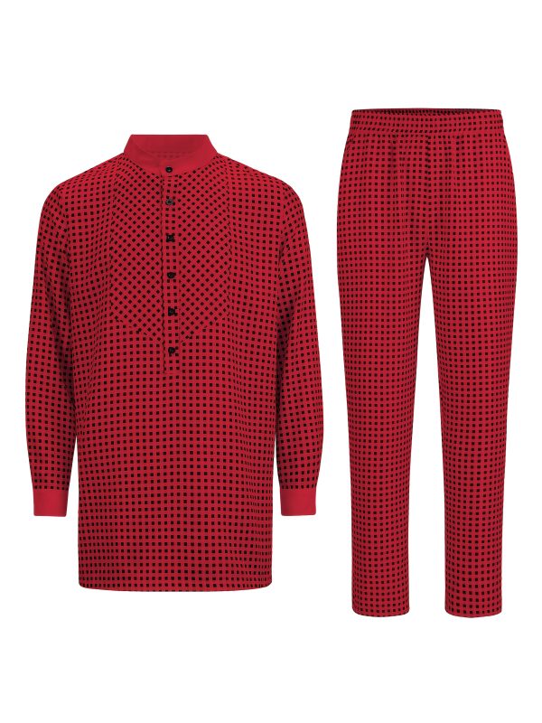 men's casual long sleeved two piece suit mid length top and trousers
