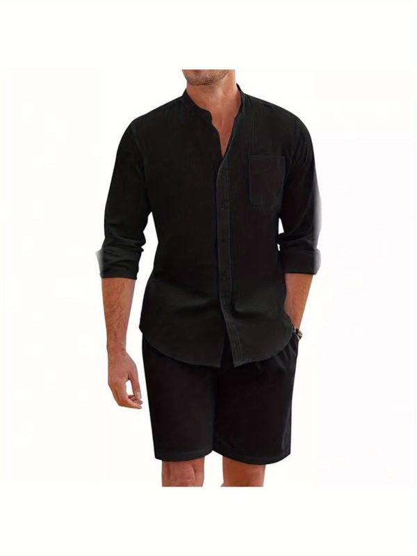 men's summer beach casual two piece suit holiday cardigan fashion suit