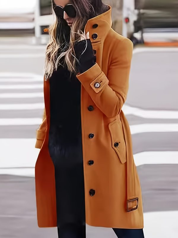women's elegant slim fit fallu002fwinter coat chic non transparent outerwear, machine washable cold weather trench coat for everyday & formal events, sophisticated craftsmanship