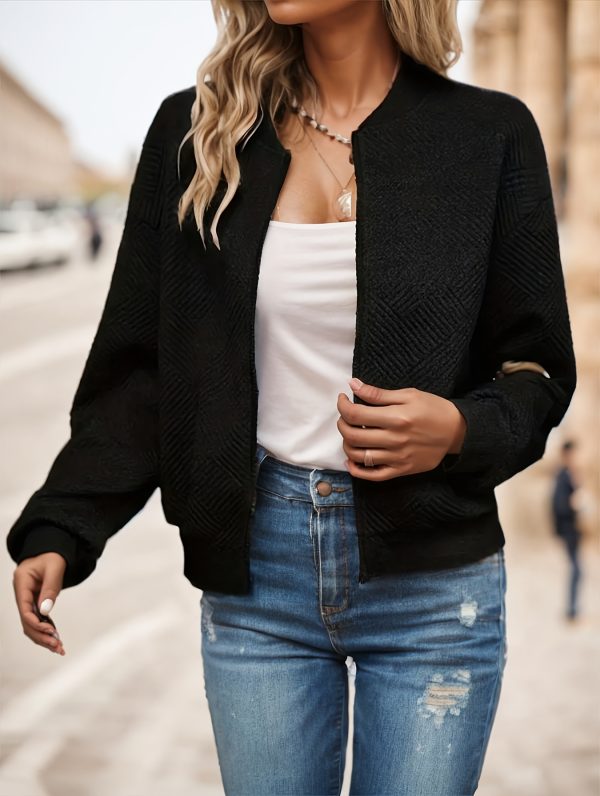 women's casual solid green zip up jacket