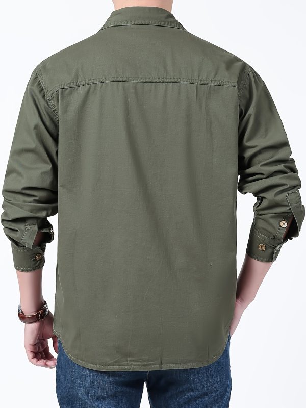 men's vintage cotton work shirt jacket lightweight casual button up with chest pockets, regular fit for springu002ffall outdoor & casual attire, nonstretch fabric