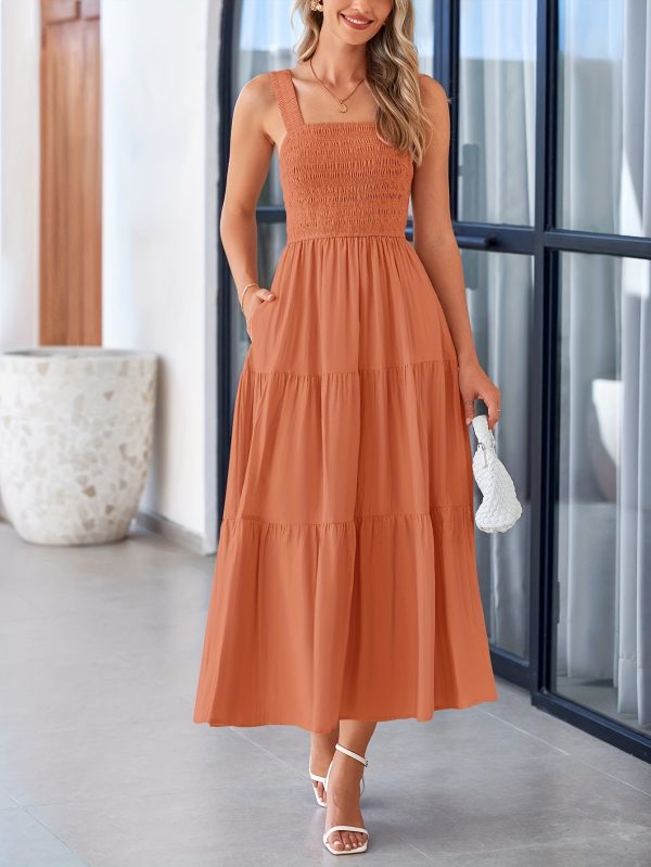 women's strapless cute sleeveless dress with lace edge a line long tassel dress beach sun dress