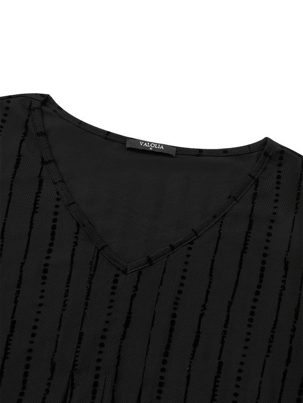 women's short sleeved shirt casual v neck double deck mesh tunic top