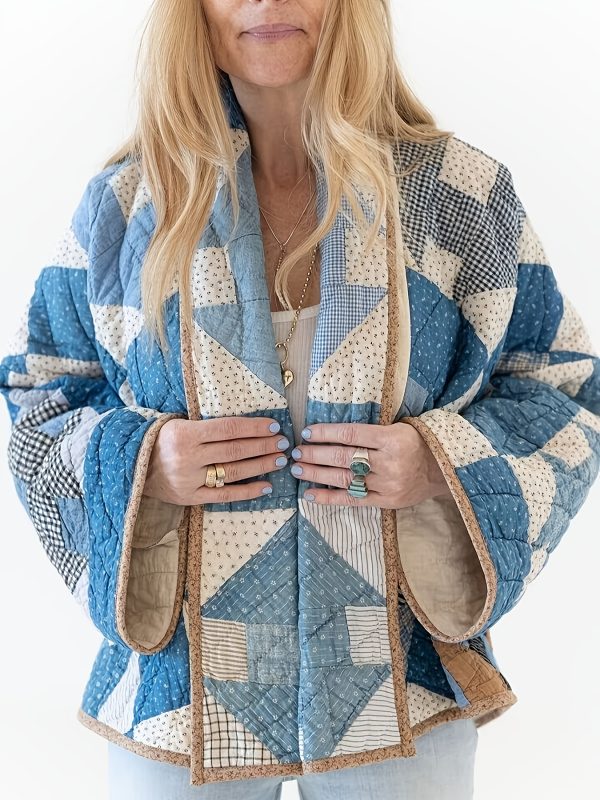 women's elegant floral print batwing cardigan loose fit long sleeve fall jacket, machine washable casual chic outerwear for layering, non stretch fabric & versatile style