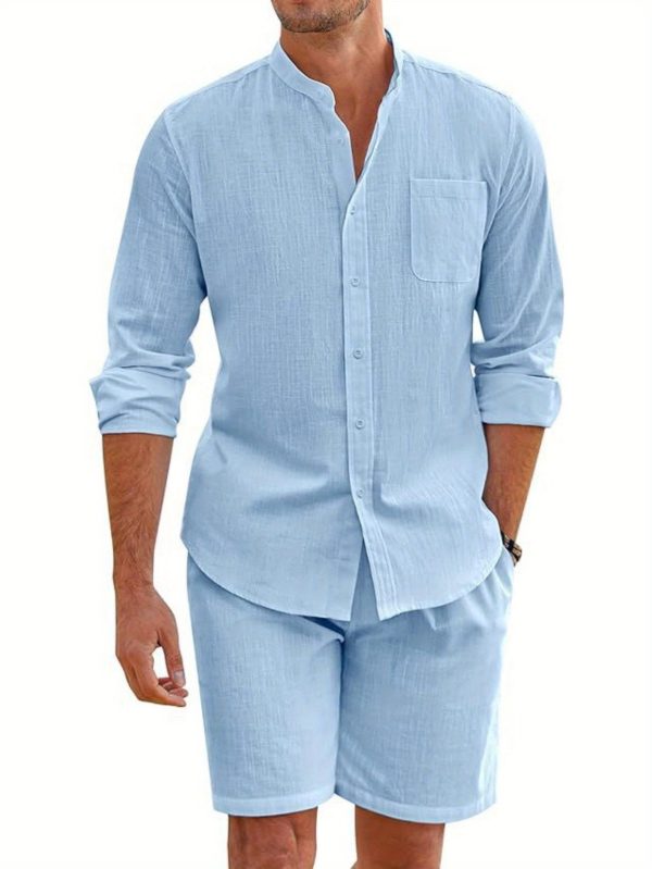 men's summer beach casual two piece suit holiday cardigan fashion suit