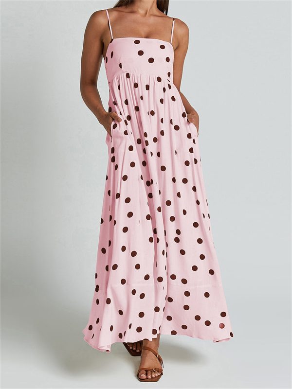 casual dresses for women sleeveless summer beach dress a line spaghetti strap sundresses with pockets