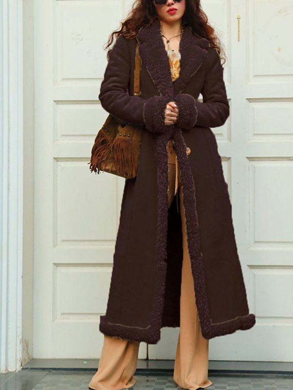 women's cozy fleece lined winter jacket extra long warm coat with pockets, button up front, and fluffy lined for fallu002fwinter, casual outerwear | cozy winter coat | plush lined jacket