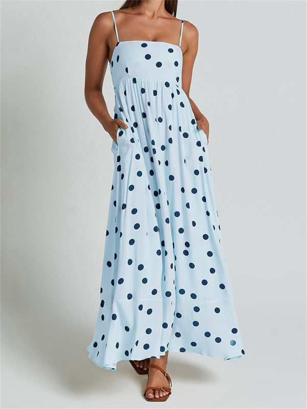casual dresses for women sleeveless summer beach dress a line spaghetti strap sundresses with pockets