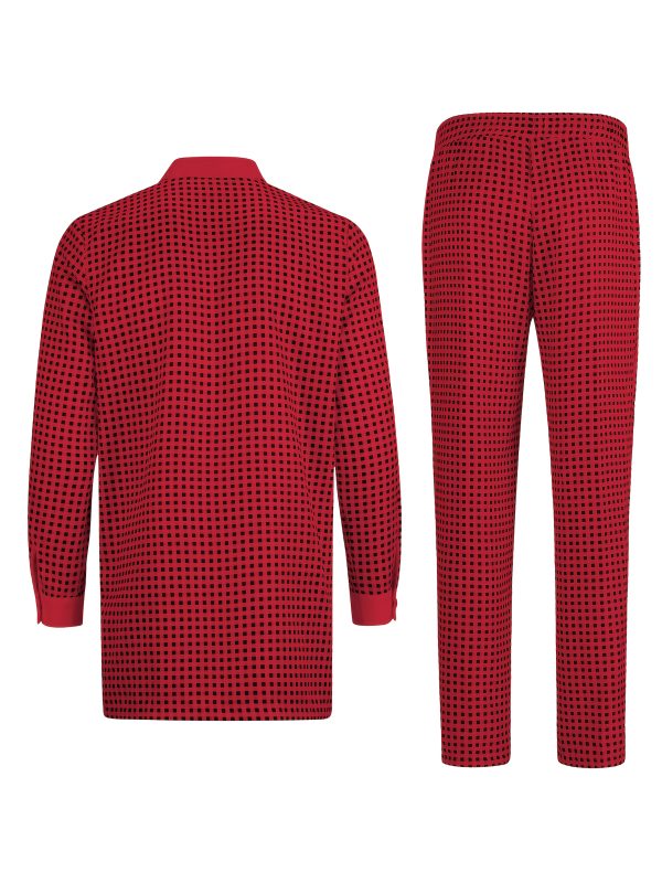 men's casual long sleeved two piece suit mid length top and trousers