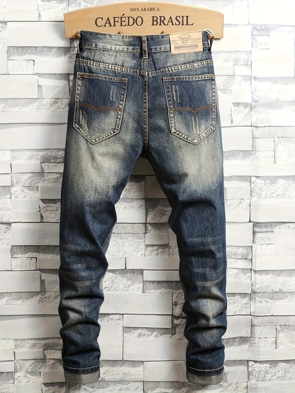 men's springu002fsummer american retro loose ripped versatile fashion straight leg small leg jeans