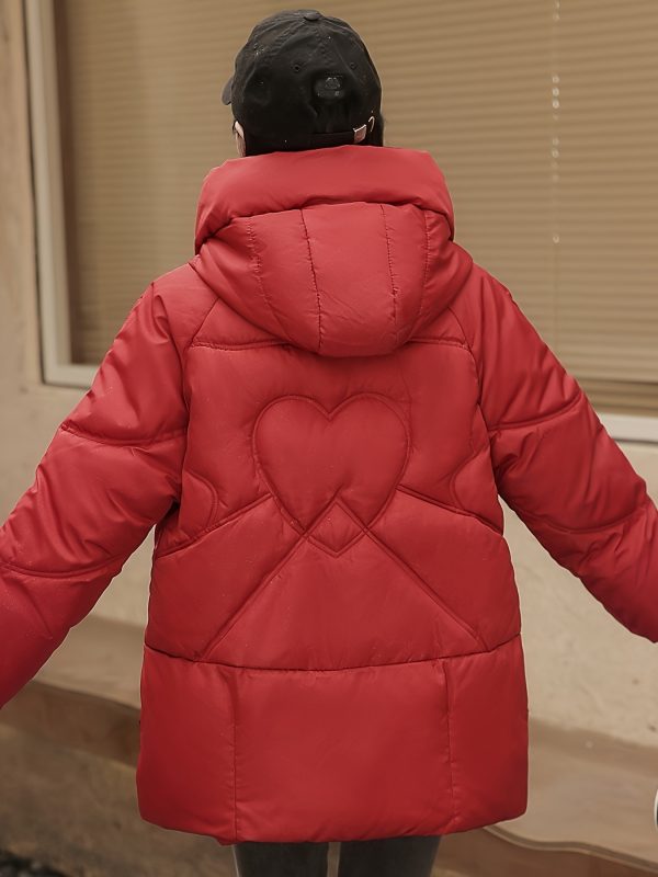 solid color zip up padded jacket coat, casual long sleeve warm hooded outerwear for winter, women's clothing
