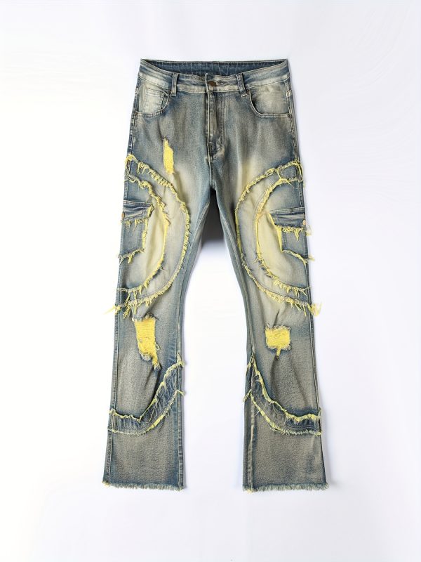 men's black slim fit ripped jeans destroyed straight leg denim, hip hop streetwear, harajuku style, all season comfort, machine washable