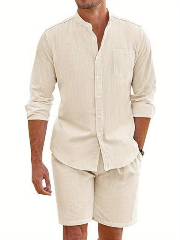 men's summer beach casual two piece suit holiday cardigan fashion suit