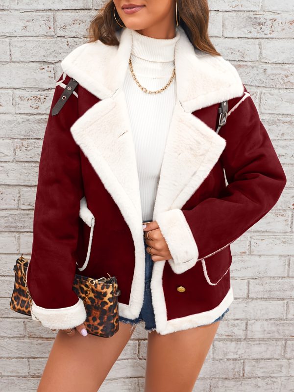 new stylish roll neck plush jacket for winter warm casual coat