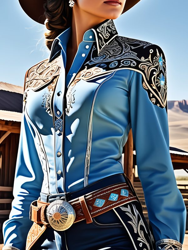 western print shirt collar buttons long sleeve blouse