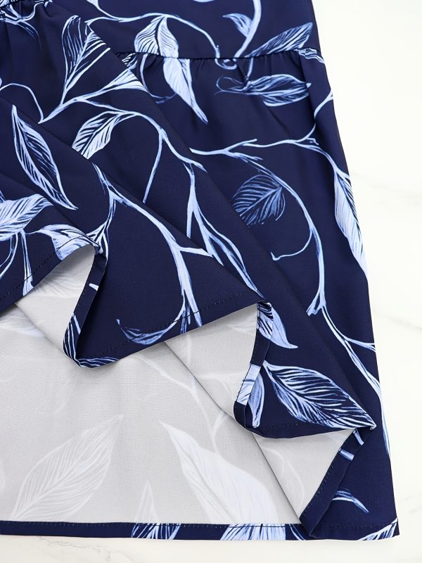 women's casual sleeveless a line dress with button front waist & belted waist navy blue floral print, lightweight summer vacation dress for beach, pool, or casual outings, beach dresses, poolside attire, nontransparent fabric