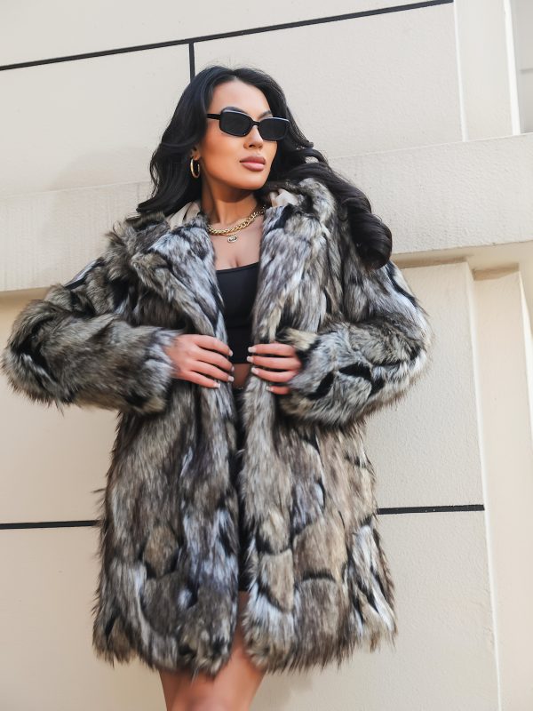 women's elegan faux fur coat fashion coat dye mid length jacket with pockets, single breasted button front, regular fit for autumnu002fwinter casual outings.