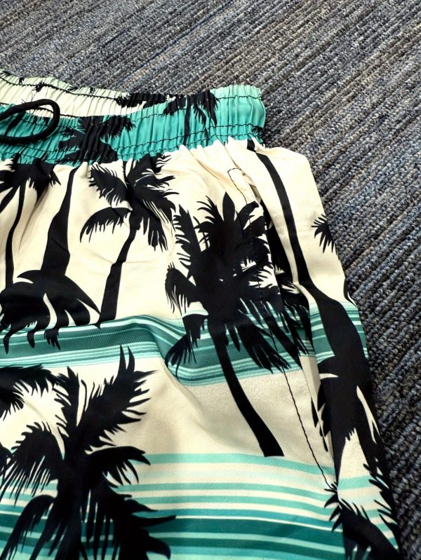 palm trees print men's two piece set trendy casual round neck short sleeve cotton t shirt and drawstring shorts sports suit men's print clothing outdoor sports fashion short sleeve t shirt and shorts set