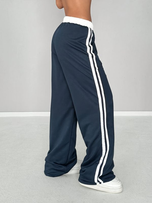 women's high waisted black sweatpants, printed with white '10' casual street style, loose fit, drawstring waist, suitable for autumn and winter, comfortable jogging pants